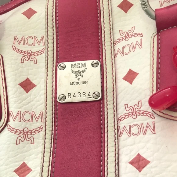 MCM Pink  and White Women's Satchel a few marks inside no smell - Picture 3 of 11